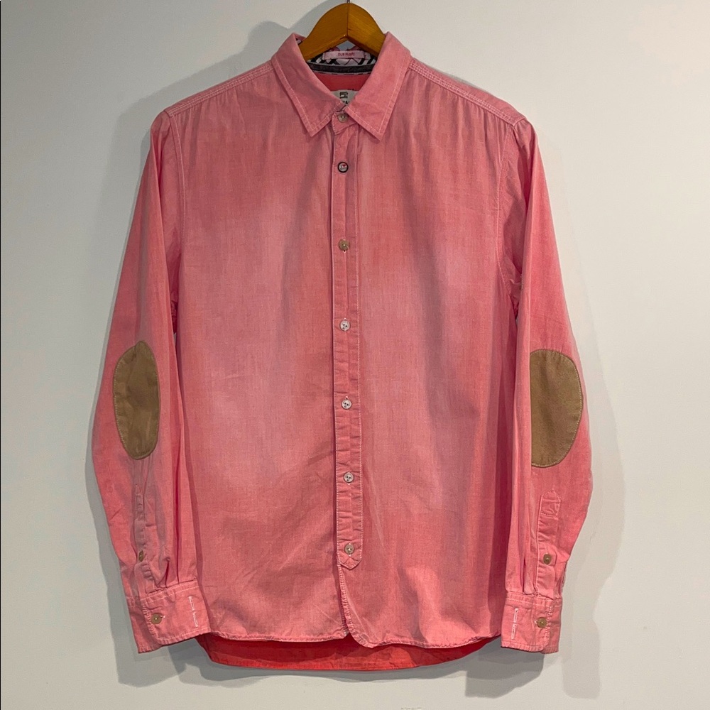 Scotch & Soda Pink Button Down Shirt‎ with Brown Elbow Patches